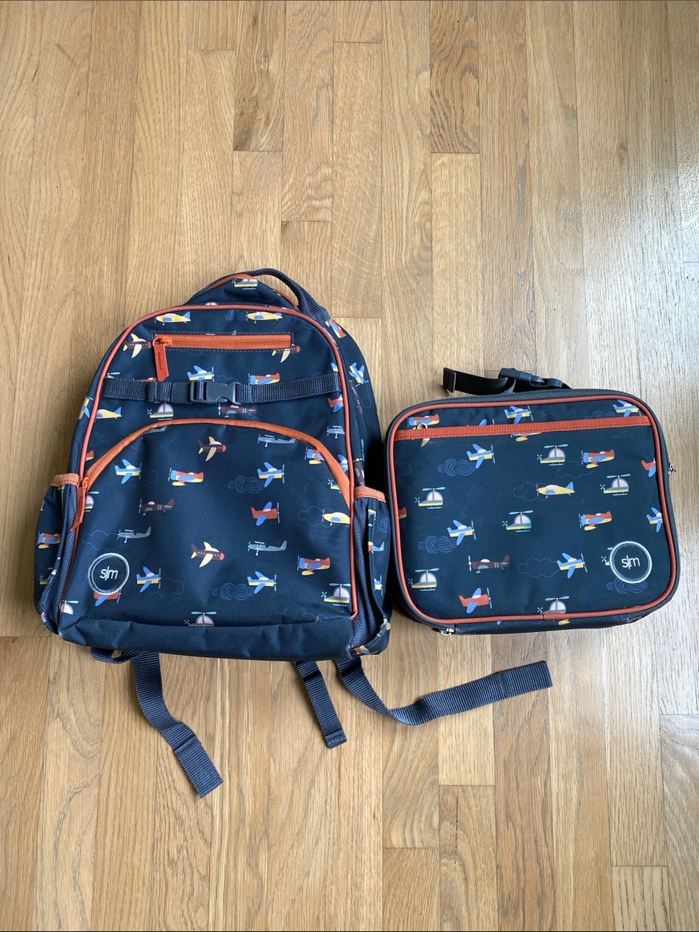 Simple Modern Kids Navy Blue Airplane Backpack and Lunchbox Set